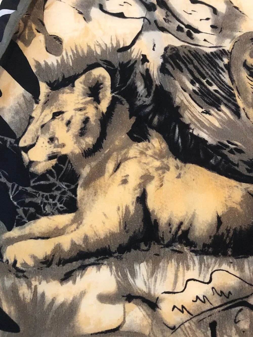 Vintage 1990s Adrienne Vittadini Safari Wildlife Scarf Zebra 52 x 11